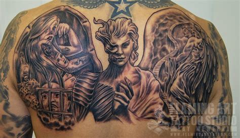 Angels and Demons back piece Tattoo 2nd sitting | A tattoo b… | Flickr