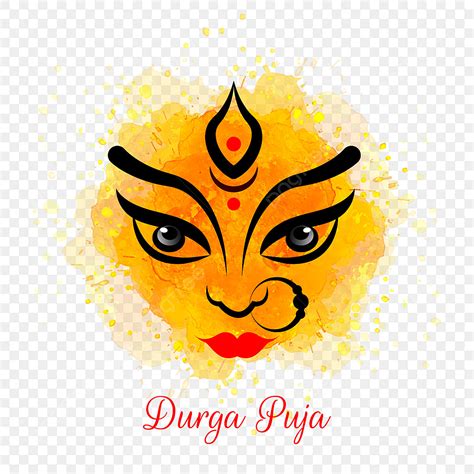 Durga Maa Vector Design Images, Happy Navratri Durga Pooja Maa Durga Face With Watercolor Back ...