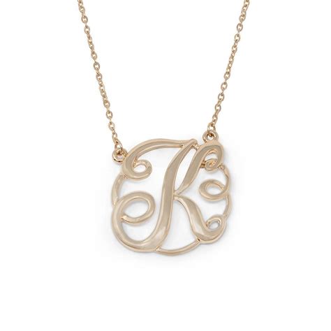 Monogram Initial Necklace K Gold Tone