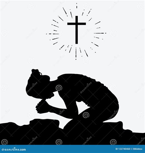 Silhouette of a Woman Kneeling in Prayer Stock Vector - Illustration of choir, encouraging ...