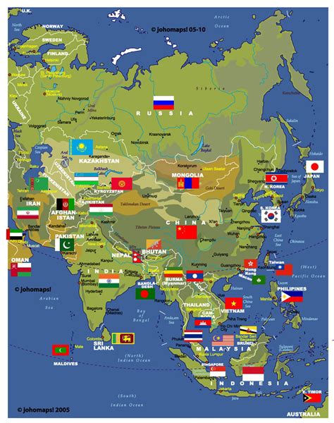 Physical and Administrative Map of Asia | Asia map, World geography map, India world map