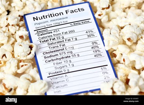 Nutrition fact popcorn hi-res stock photography and images - Alamy