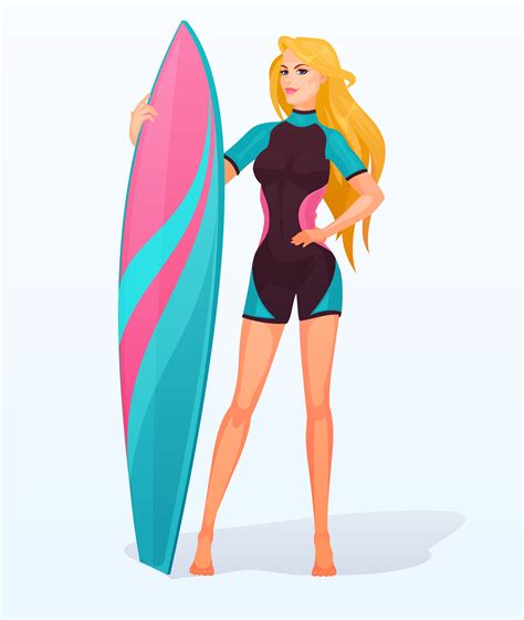 Surfer girl in a swimming suit - Download Free Vectors, Clipart Graphics & Vector Art