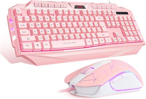 MageGee GK710 - Teclado y mouse rosa para juegos, teclado y mouse rosa para mujer, teclado de PC ...