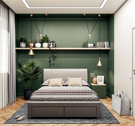 green grey and gold bedroom | Interior Design Ideas