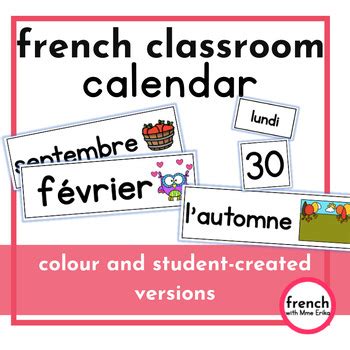 FRENCH Calendar Set by French with Mme Erika | TPT