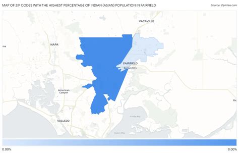 Percentage of Indian (Asian) Population in Fairfield by Zip Code | Zip Atlas