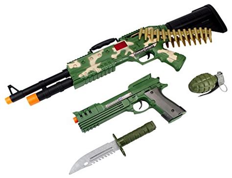 Camo Combat Force Army Soldier 4 Piece Children Kid's Pretend Play Battery Powered Toy Gun ...