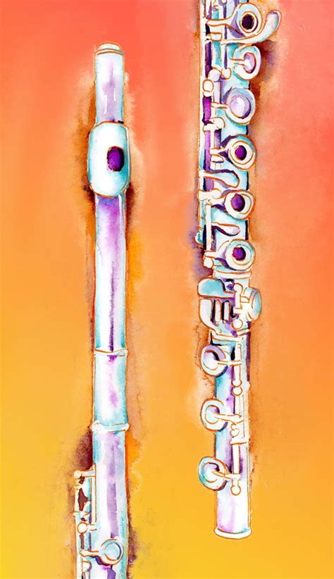 Flute watercolor | Art for your music room. Watercolor paintings of ...