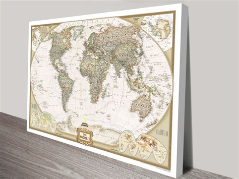 World Map Canvas Wall Art | Framed Maps Sydney