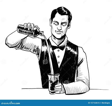 Working bartender stock illustration. Illustration of barman - 157164616