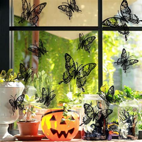 12pcs 3d Skull & Butterfly Sticker For Halloween Backdrop Decoration ...