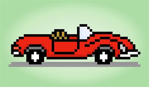 classic 8 bit car pixel art. Vector illustration of a car cross stitch ...