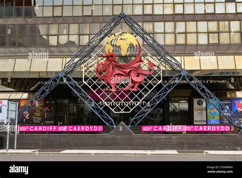 Cardiff, Wales - 1 October 2023: Sign outside the Utilita Arena concert hall in Cardiff city ...