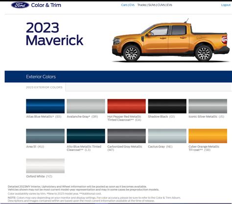 2023 Colors - From Ford website | Ford Maverick Forum