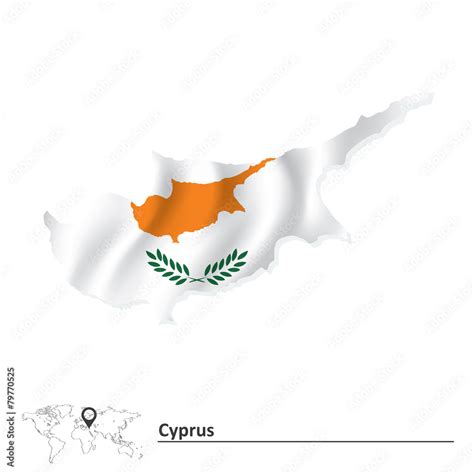 Map of Cyprus with flag Stock Vector | Adobe Stock