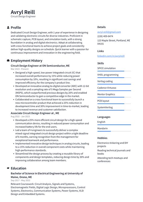 Circuit Design Engineer Resume Examples and Templates