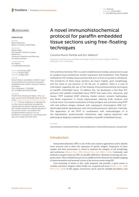 (PDF) A novel immunohistochemical protocol for paraffin embedded tissue sections using free ...