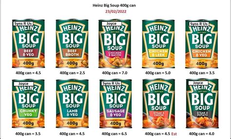 Heinz big soup syns | Slimming world recipes syn free, Slimming world recipes, Slimming world syns