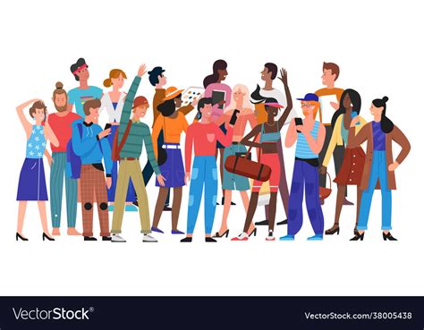 Diversity crowd people stand together different Vector Image