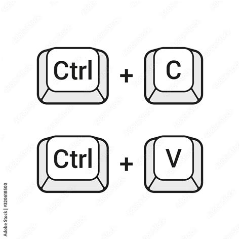 Ctrl C and Ctrl V keyboard buttons. Copy and paste key shortcuts. Vector line icons Stock Vector ...