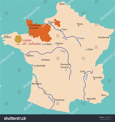 Map Region Calvados France Stock Vector 199682459 - Shutterstock