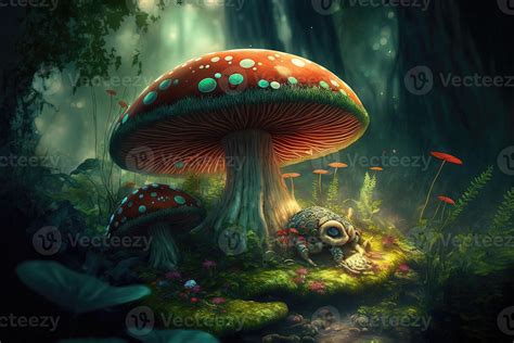 Fantasy mushroom wallpaper in the forest. 21781533 Stock Photo at Vecteezy