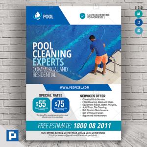 Swimming Pool Cleaning Flyer - PSDPixel