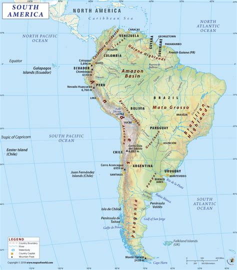 Latin America Physical Map - United States Map