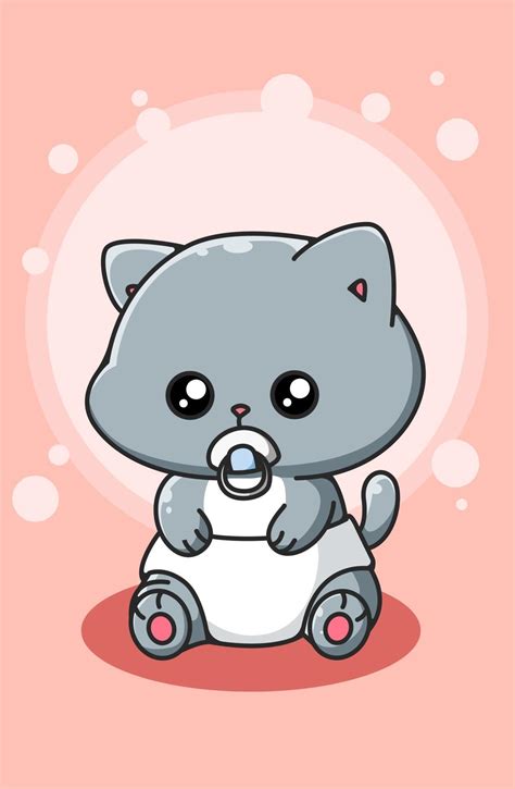 cute and funny baby cat cartoon illustration 2151875 Vector Art at Vecteezy