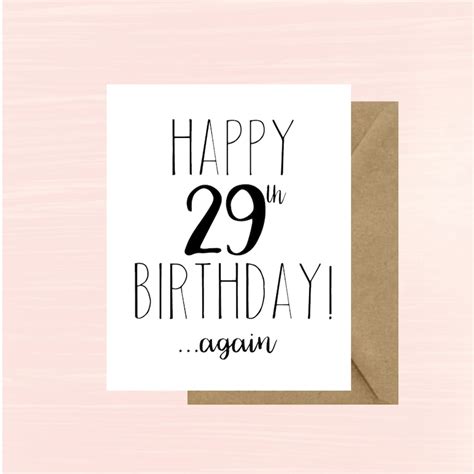 Happy 29th Birthday Again, Birthday Card, Funny Birthday Card for Her, Card, Birthday Gift, Cute ...