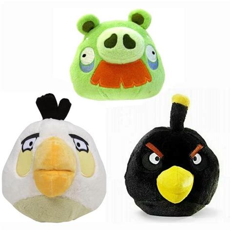 Commonwealth Toys Angry Birds Plush 5" 3 Pack Assortment Moustache Pig, Black Bird, White Bird ...