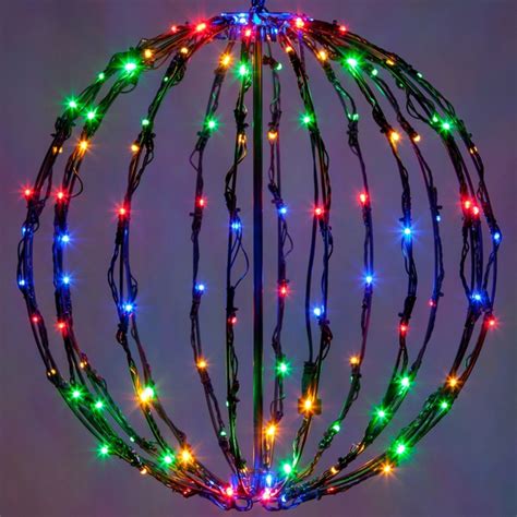 Multicolor LED Christmas Light Ball, Fold Flat Black Frame