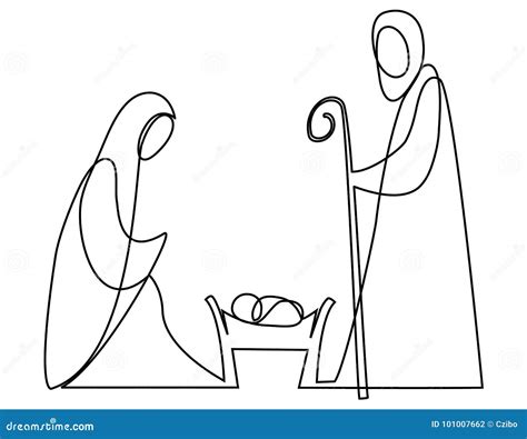 Nativity Scene with Holy Family Stock Vector - Illustration of jesus, vector: 101007662