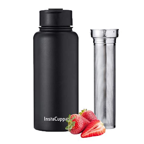 InstaCuppa Thermos Fruit Infuser Water Bottle 1 Litre, Stainless Steel Infusion Unit, Detox ...