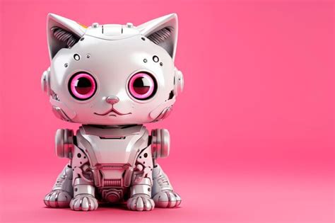 Premium AI Image | A robot toy in the form of a cat on a light background