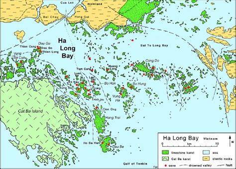 A simplified map of Ha Long Bay, showing the larger islands and the... | Download Scientific Diagram