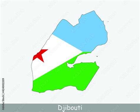 Djibouti Map Flag. Map of Djibouti with the Djiboutian national flag isolated on white ...