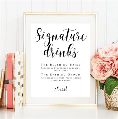 Signature Drink Sign Template Free