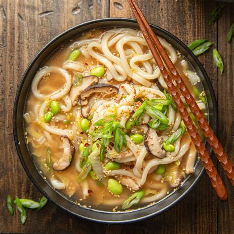 Udon Noodle Soup with Miso Broth - Connoisseurus Veg