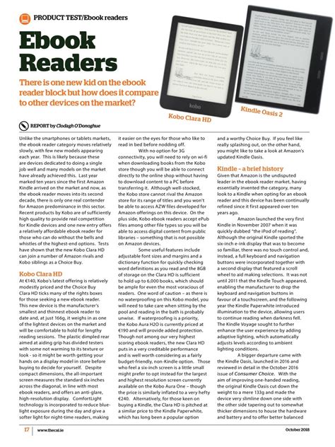 Ebook Readers - October 2018 - Consumers’ Association of Ireland