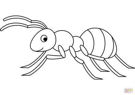 Cute Ant coloring page | Free Printable Coloring Pages