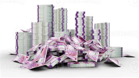 Big stacks of Indian rupee notes. A lot of money isolated on transparent background. 3d ...