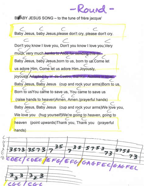 Baby Jesus Song (To Frere Jacque) Guitar Chord Chart in C Major | Jesus songs, Guitar chord ...