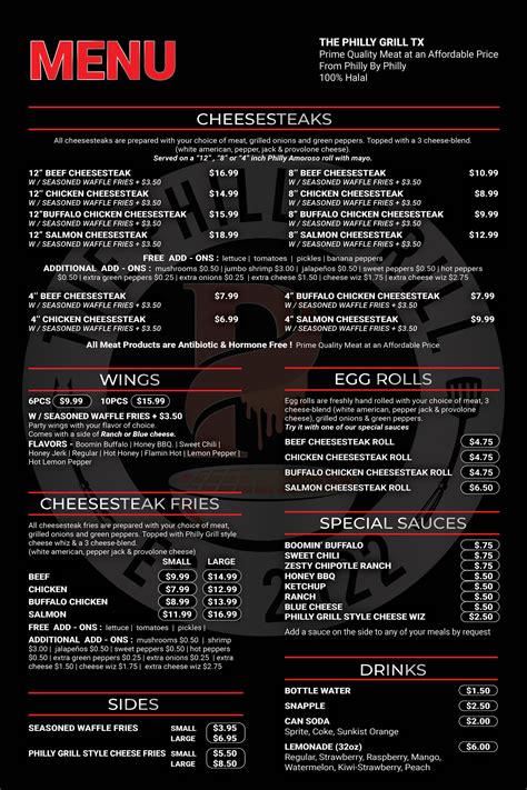 Menu - The Philly Grill