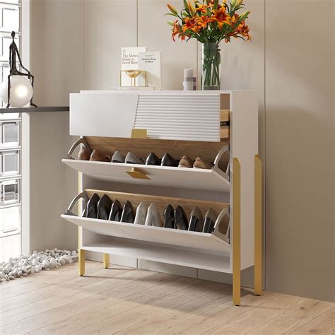 With 2 flip-down doors, our shoe storage can hold up to 10 pairs of ...