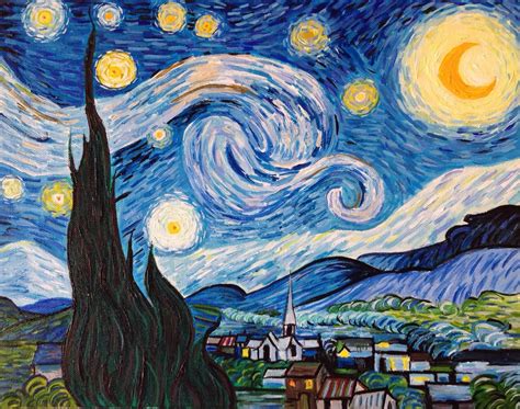 Hand Painted Vincent Van Gogh Starry Night Painting Reproduction on Canvas - Etsy | Starry night ...