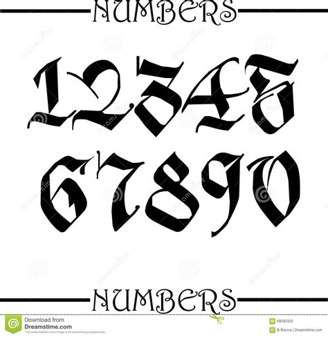 Gothic Style Numbers Illustration