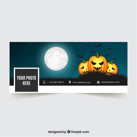 Free Vector | Halloween facebook cover with pumpkins