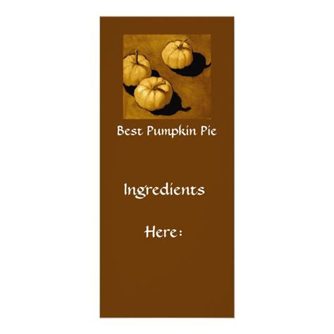 PUMPKIN PIE RECIPE CARD: ART RACK CARD | Zazzle